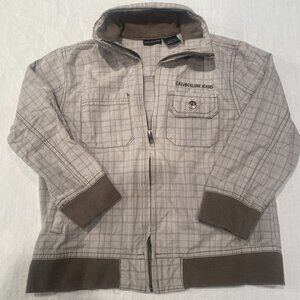Calvin Klein Boy's Youth Brown Plaid Lightweight Jacket Size 6